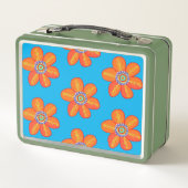 Monogram Orange Yellow Flowers Metall Brotdose (Rückseite)