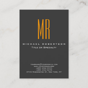 Monogram Orange Yellow Grey Chubby Business Card Visitenkarte