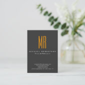 Monogram Orange Yellow Grey Chubby Business Card Visitenkarte (Stehend Vorderseite)