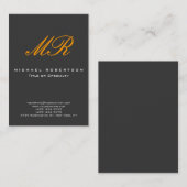 Monogram Orange Yellow Grey Chubby Business Card Visitenkarte (Vorne/Hinten)