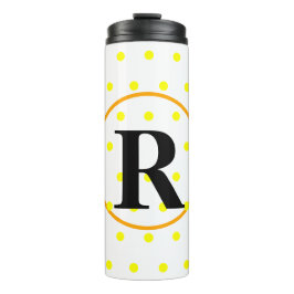 Monogram Orange Yellow Polka Dots Thermosbecher