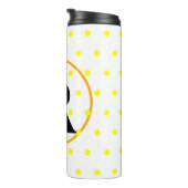 Monogram Orange Yellow Polka Dots Thermosbecher (Nach rechts gedreht)