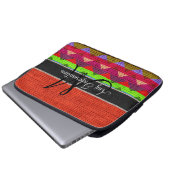 Monogram Orange Zickzack Zigzag Burlap Jute Laptopschutzhülle (Vorne Knopf)