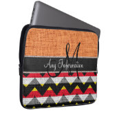 Monogram Orange Zickzack Zigzag Burlap Jute Laptopschutzhülle (Vorne Rechts)