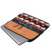 Monogram Orange Zickzack Zigzag Burlap Jute Laptopschutzhülle (Vorne Knopf)