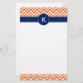 Monogram Orange Zigzag Muster Briefpapier (Vorne/Hinten)