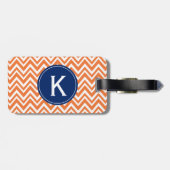 Monogram Orange Zigzag Muster Gepäckanhänger (Rückseite horizontal)