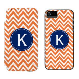 Monogram Orange Zigzag Muster Incipio Watson™ iPhone 5 Geldbörsen Hülle