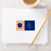 Monogram Orange Zigzag Muster mit Royal Blue Adressaufkleber (Insitu)