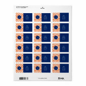 Monogram Orange Zigzag Muster mit Royal Blue Adressaufkleber (Vorne)