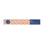 Monogram Orange Zigzag Muster mit Royal Blue Rundum-Adressaufkleber (Person)
