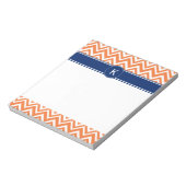 Monogram Orange Zigzag Muster Notizblock (Rotiert)