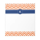 Monogram Orange Zigzag Muster Notizblock (Vorderseite)