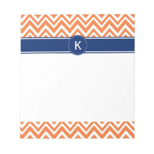 Monogram Orange Zigzag Muster Notizblock