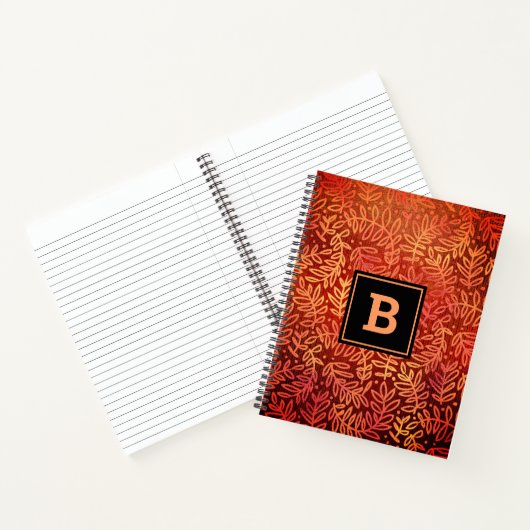 Monogram Orangenblättermuster, modern Notizblock (Innenseite)