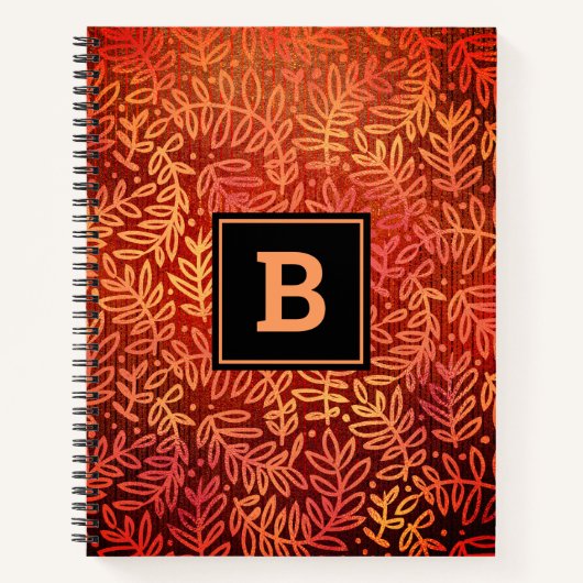 Monogram Orangenblättermuster, modern Notizblock (Vorderseite)