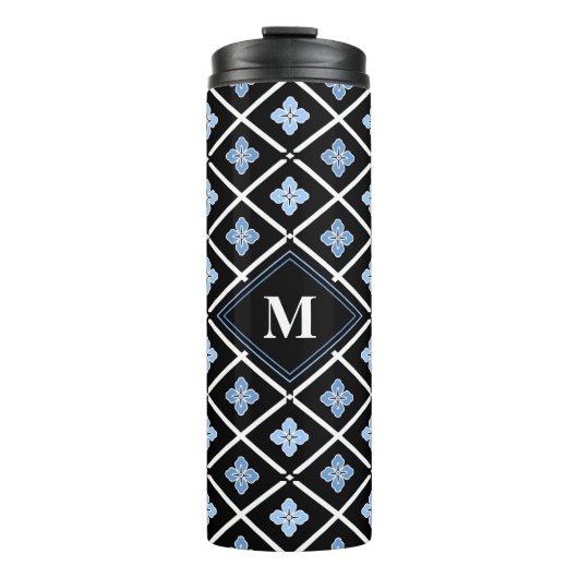 Monogram Oriental Blue Sakura Muster Thermosbecher (Vorderseite)