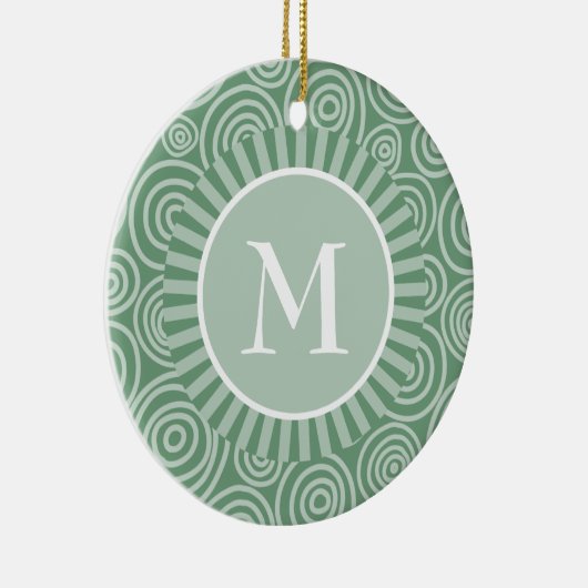Monogram Ornament Sage Green Spirals Personalisier (Rechts)