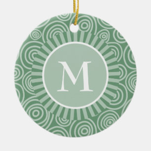 Monogram Ornament Sage Green Spirals Personalisier