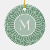 Monogram Ornament Sage Green Spirals Personalisier (Hinten)