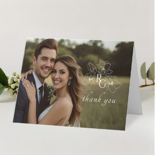 Monogram Overlay Wedding geklappt Dankeskarte