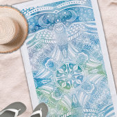 Monogram Owl Mandala Beach Handtuch