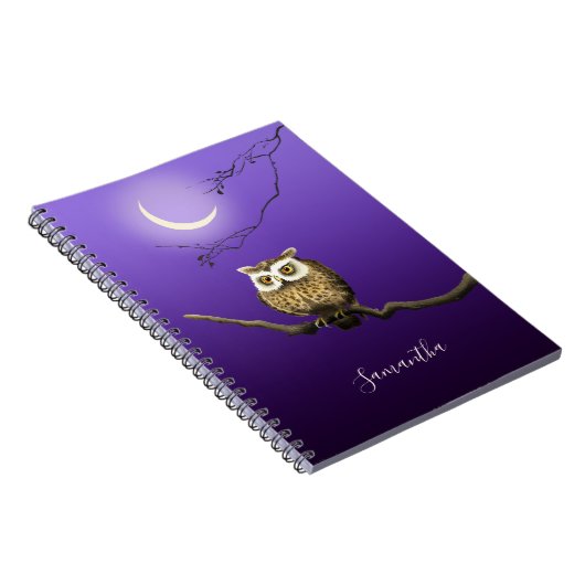 Monogram Owl Night Moon Dark Blue Small Notebook Notizblock (Rechte Seite)