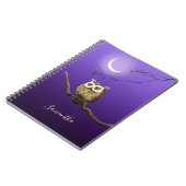 Monogram Owl Night Moon Dark Blue Small Notebook Notizblock (Linke Seite)