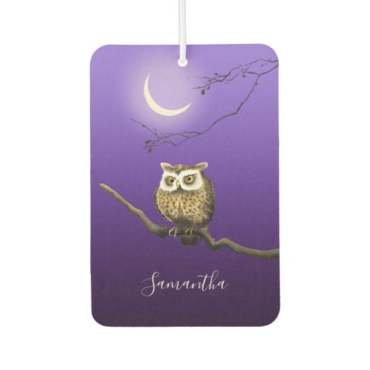 Monogram Owl Night Moonlight Blue Air Freshener Autolufterfrischer (Vorderseite)
