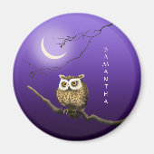 Monogram Owl Night Moonlight Dark Blue Magnet (Vorne)