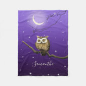 Monogram Owl Night Moonlight Deep Blue Blanket Fleecedecke (Vorderseite)