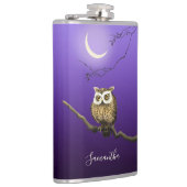 Monogram Owl Night Moonlight Deep Blue Flask Flachmann (Rechts)