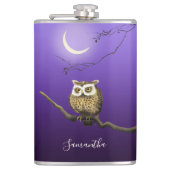 Monogram Owl Night Moonlight Deep Blue Flask Flachmann (Vorderseite)