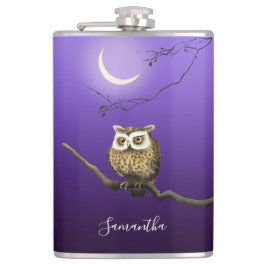 Monogram Owl Night Moonlight Deep Blue Flask Flachmann