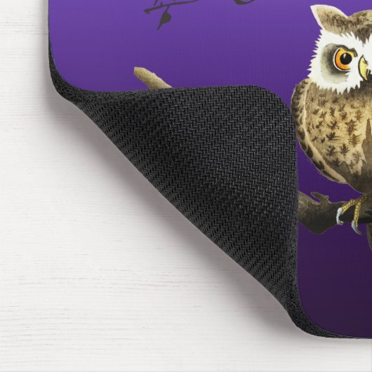 Monogram Owl Night Moonlight Deep Blue Mousepad (Ecke)