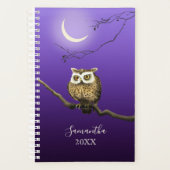 Monogram Owl Night Moonlight Deep Blue Planner Planer (Vorderseite)