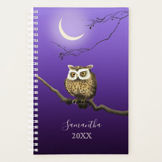 Monogram Owl Night Moonlight Deep Blue Planner Planer (Vorderseite)
