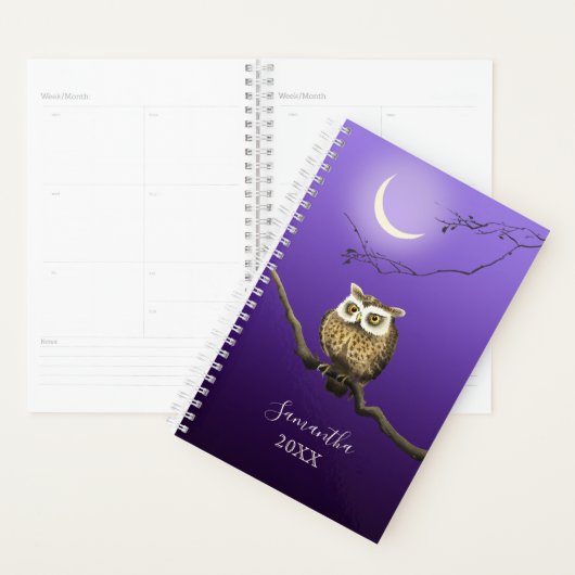 Monogram Owl Night Moonlight Deep Blue Planner Planer (Anzeige)