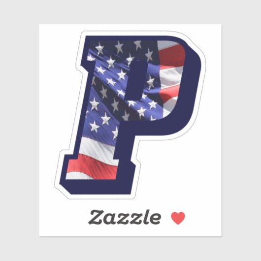 Monogram P American Flag Letter P Initial USA Aufkleber (Blatt)