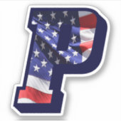 Monogram P American Flag Letter P Initial USA Aufkleber (Vorderseite)