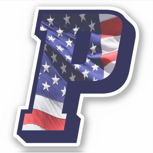 Monogram P American Flag Letter P Initial USA Aufkleber (Vorderseite)