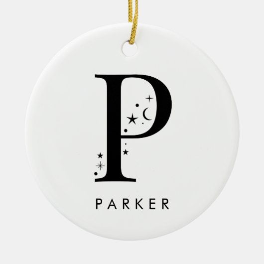 Monogram P Celestie Name Keramik Ornament (Vorne)