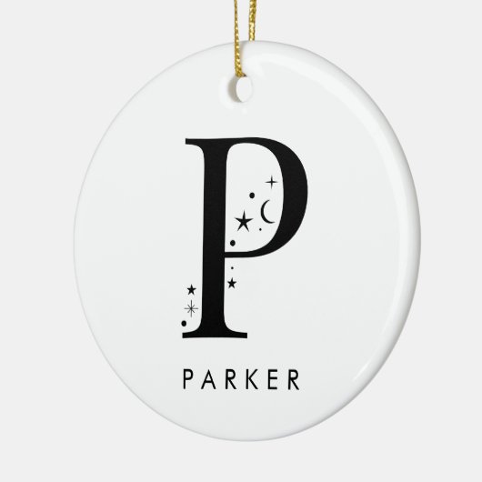 Monogram P Celestie Name Keramik Ornament (Links)
