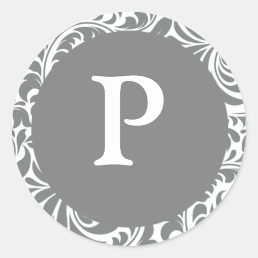 Monogram P Gray Gray Anpassbare Einladungs-Siegel Runder Aufkleber (Vorderseite)