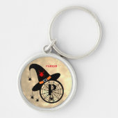 Monogram P Halloween Sky Hexenspinnen Name Schlüsselanhänger (Vorne)