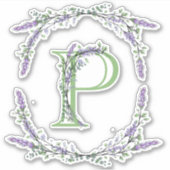 Monogram P Lavendel Eucalyptus Aufkleber (Vorderseite)