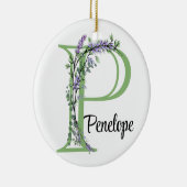 Monogram P Lavendel Eucalyptus Kinderzimmer Poster Keramik Ornament (Rechts)