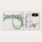 Monogram P Lavender Eucalyptus mit Dragonfly Case-Mate iPhone Hülle (Rückseite (Horizontal))