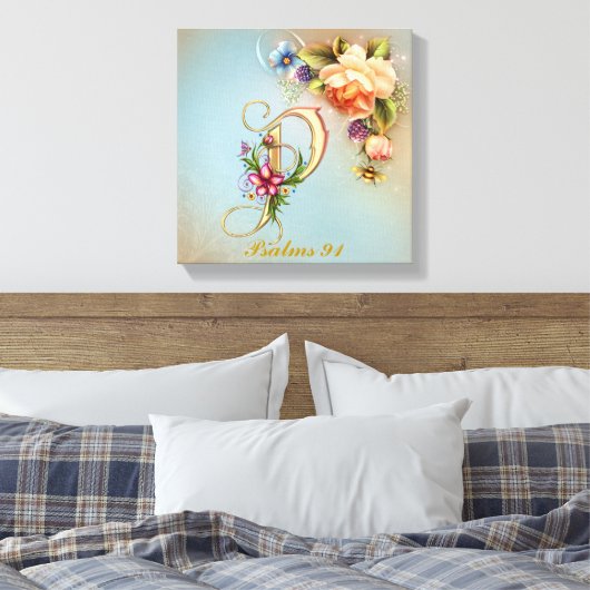 Monogram P Premium Wrapped Canvas (Gloss) Leinwanddruck (Insitu (Schlafzimmer))