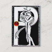 MONOGRAM P-SCHREIBEN ANTIQUE Schwarz-weiß rot Visitenkarte (Rückseite)